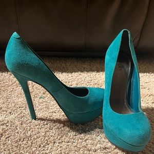 CLASSIC FAUX SUEDE BLUE GREEN PUMP